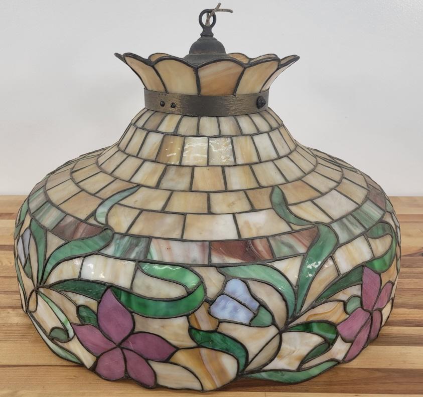 Antique Leaded Glass Hanging Lamp (1 of 5)
