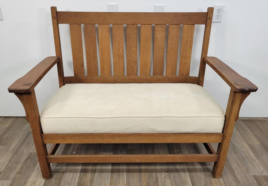 Arts & Crafts Style Mission Oak Bench Seat (1 of 10)
