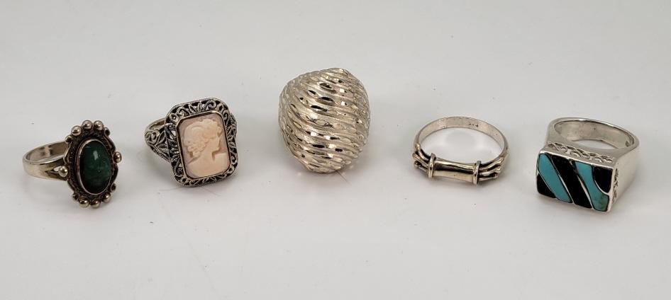 5 pc Estate Lot of Sterling Silver Rings (1 of 20)