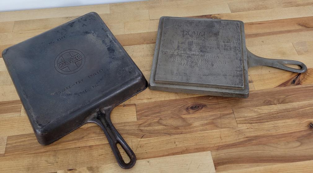 Pair of Antique Cast Iron Square Skillets (1 of 5)