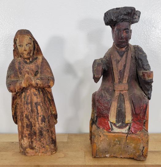 Pair of Early Carved & Painted Wood Santos (1 of 6)