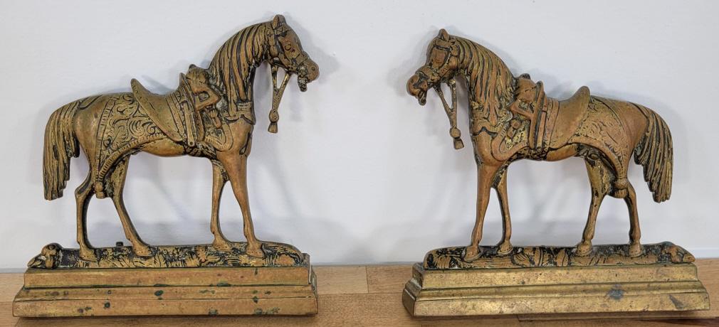 Pair of Victorian Cast Brass Horse Doorstops (1 of 6)