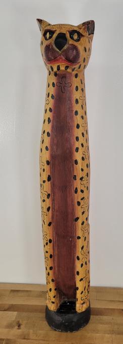 Folk Art Painted Wood Cheetah Figure - 38"T (1 of 9)