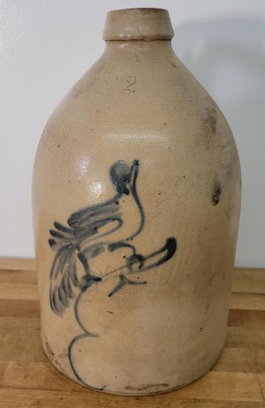 19th C. Salt Glaze Stoneware Crock - Chicken (1 of 9)