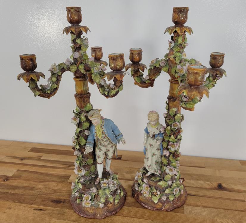 Pair of Fine Italian Porcelain Floral Candlesticks (1 of 17)