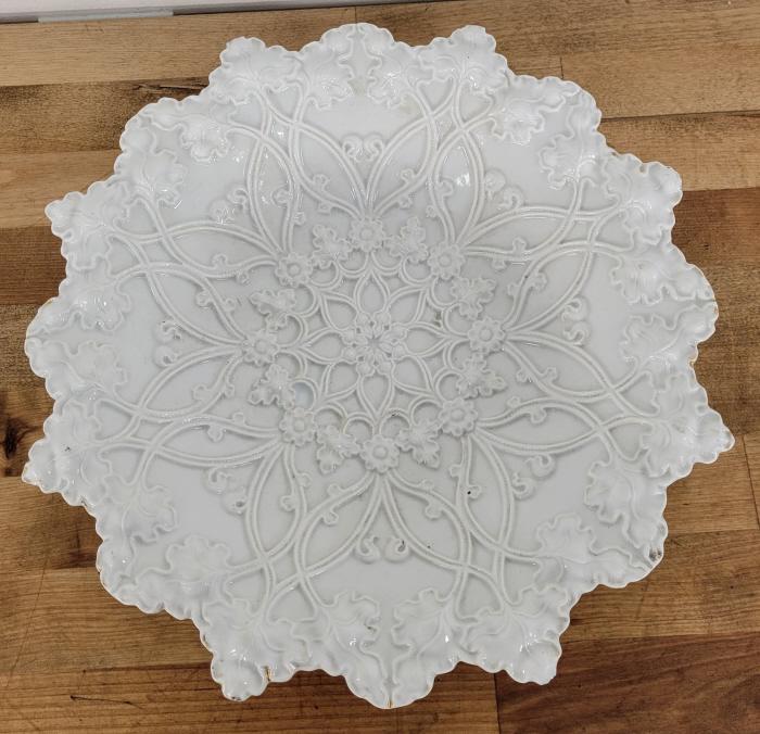 German 19C. Meissen Porcelain White Oak Leaf Plate (1 of 6)