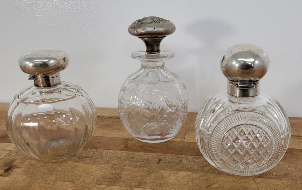 19th C Sterling Silver Cut Crystal Perfume Bottles (1 of 11)