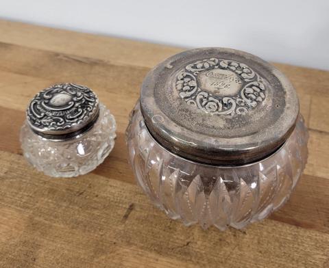 19th C Sterling Silver & Cut Crystal Dresser Boxes (1 of 9)