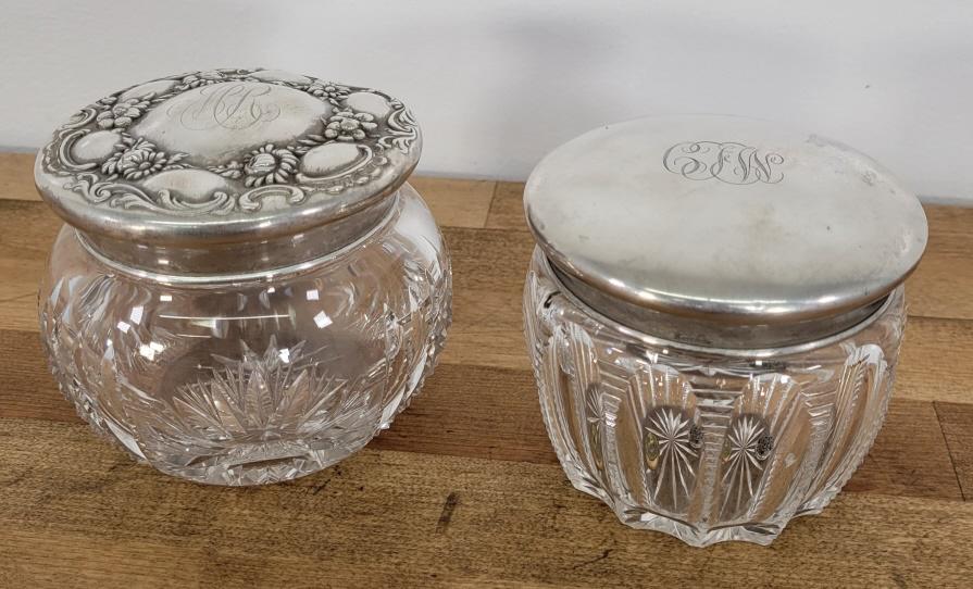 19th C Sterling Silver & Cut Crystal Dresser Boxes (1 of 14)