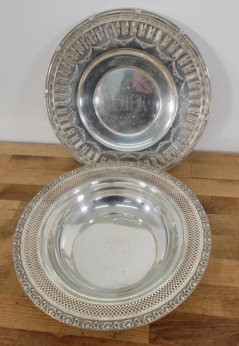 2pc Sterling Silver Serving Platters / Plates (1 of 9)