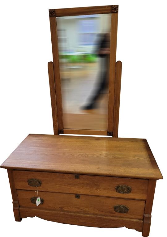 Antique 19th C. Oak 2 Drawer Princess Dresser (1 of 10)