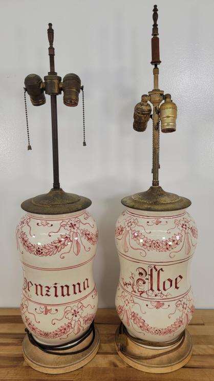 Antique Porcelain Canister Lamps (1 of 10)