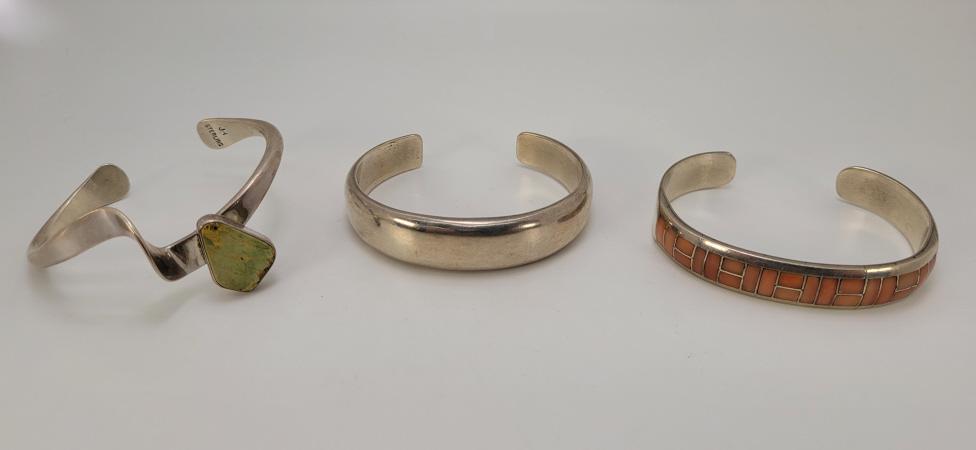 3pc. Designer Signed Sterling Silver Bracelets (1 of 12)