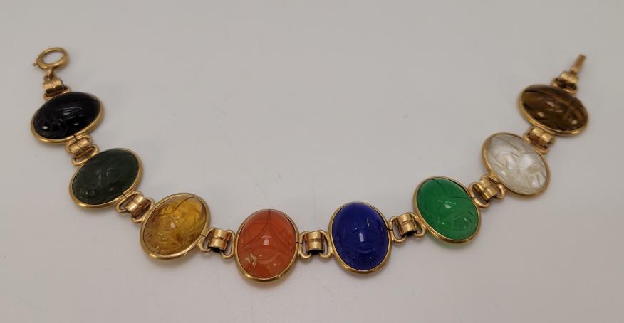 14k Yellow Gold Scarab Carved Bracelet (1 of 12)