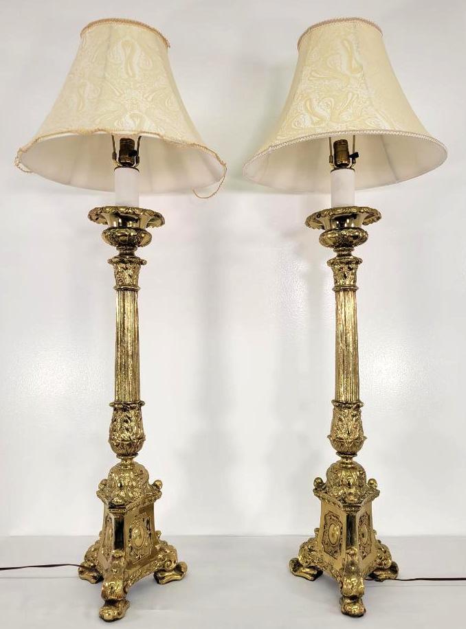 Pair of Oversized Brass Table Lamps (1 of 10)