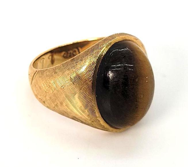 Vintage 10K Yellow Gold & Tigers Eye Mens Ring (1 of 7)