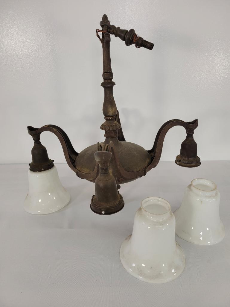 Early 20th Century Brass Hanging Light Fixture (1 of 8)