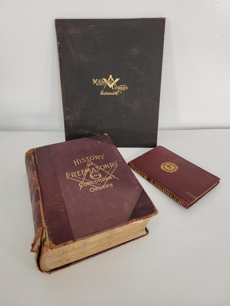 3pc. Antique Masonic Free Mason Books (1 of 10)
