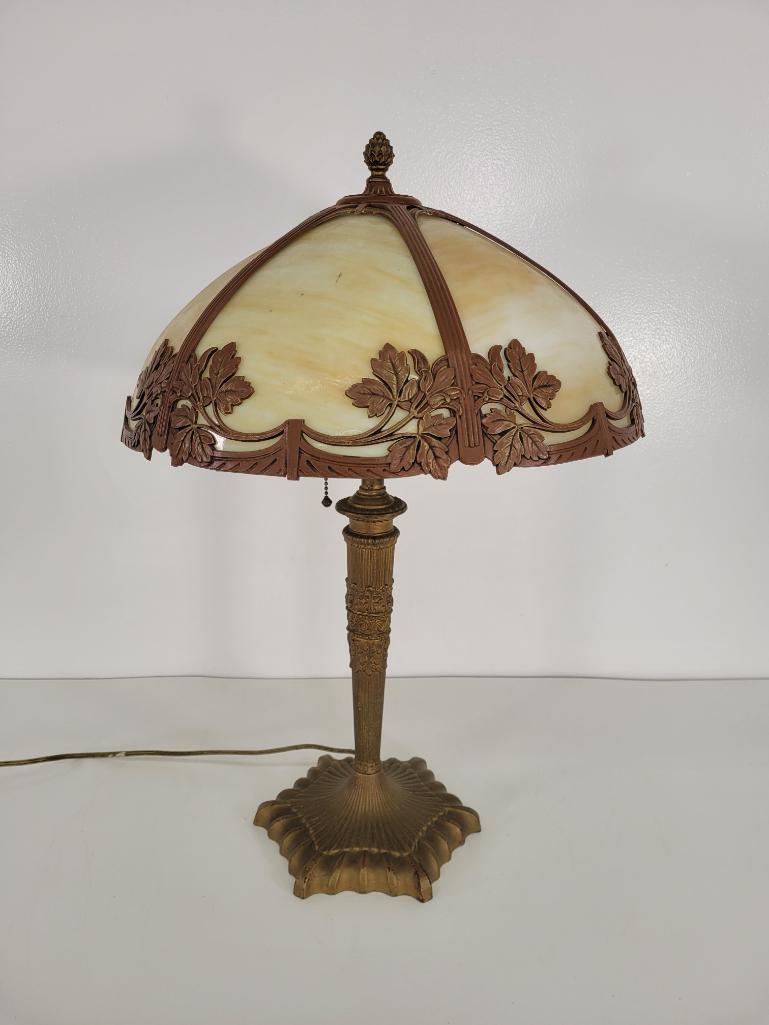 Antique Slag Glass Table Lamp (1 of 5)