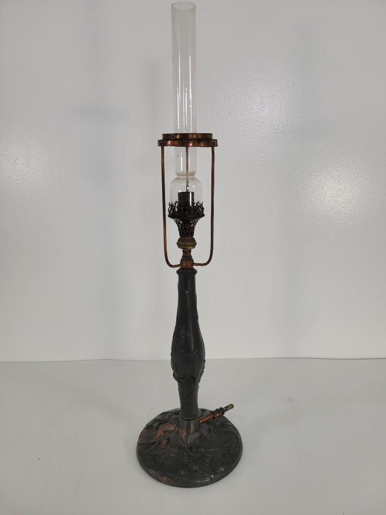 Antique Gas Table Lamp with Decorative Base (1 of 6)