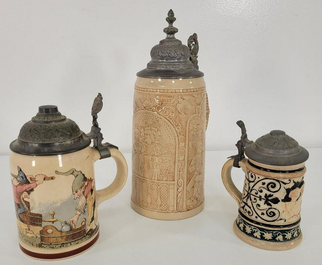 Grouping of 3 Antique / Vintage German Steins (1 of 17)