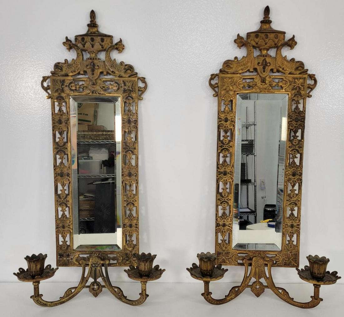 2pc Bradley & Hubbard Cast Iron Wall Mirrors #3502 (1 of 8)