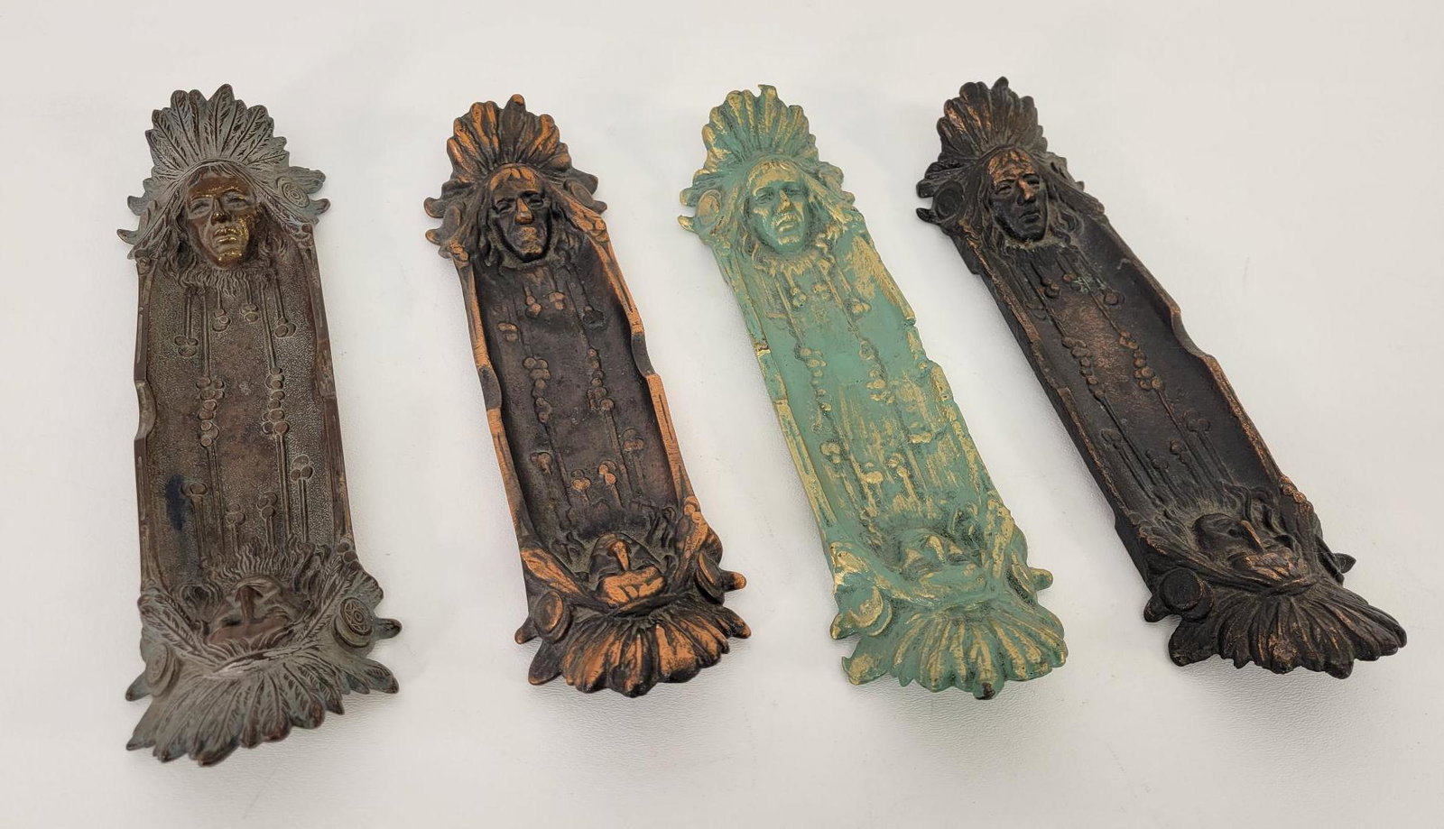 4pc Bradley & Hubbard Native American Pen Trays (1 of 14)