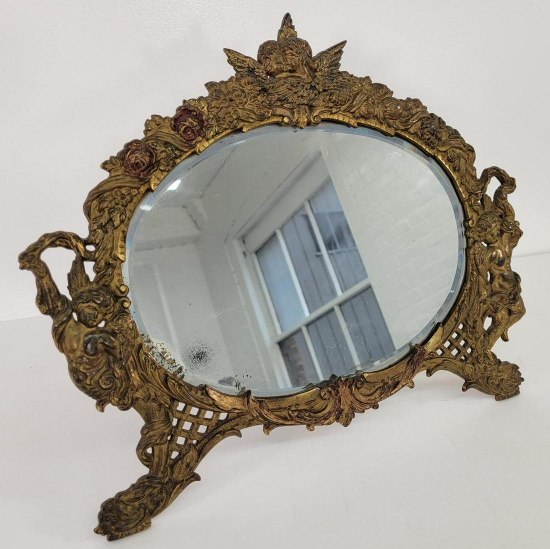 Victorian Gilt Cast Iron Table Top Mirror (1 of 9)