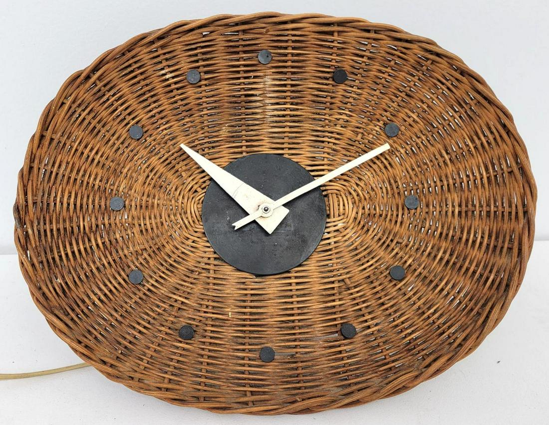 Vintage Mid-Century Whicker Wall Clock (1 of 5)
