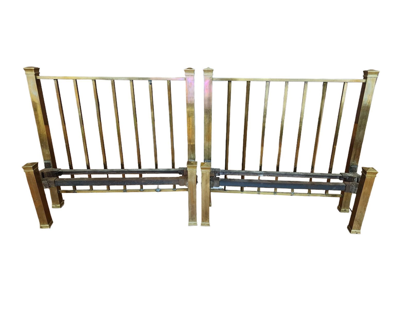 Antique Arts & Crafts Style Brass Twin Bed Frames (1 of 5)