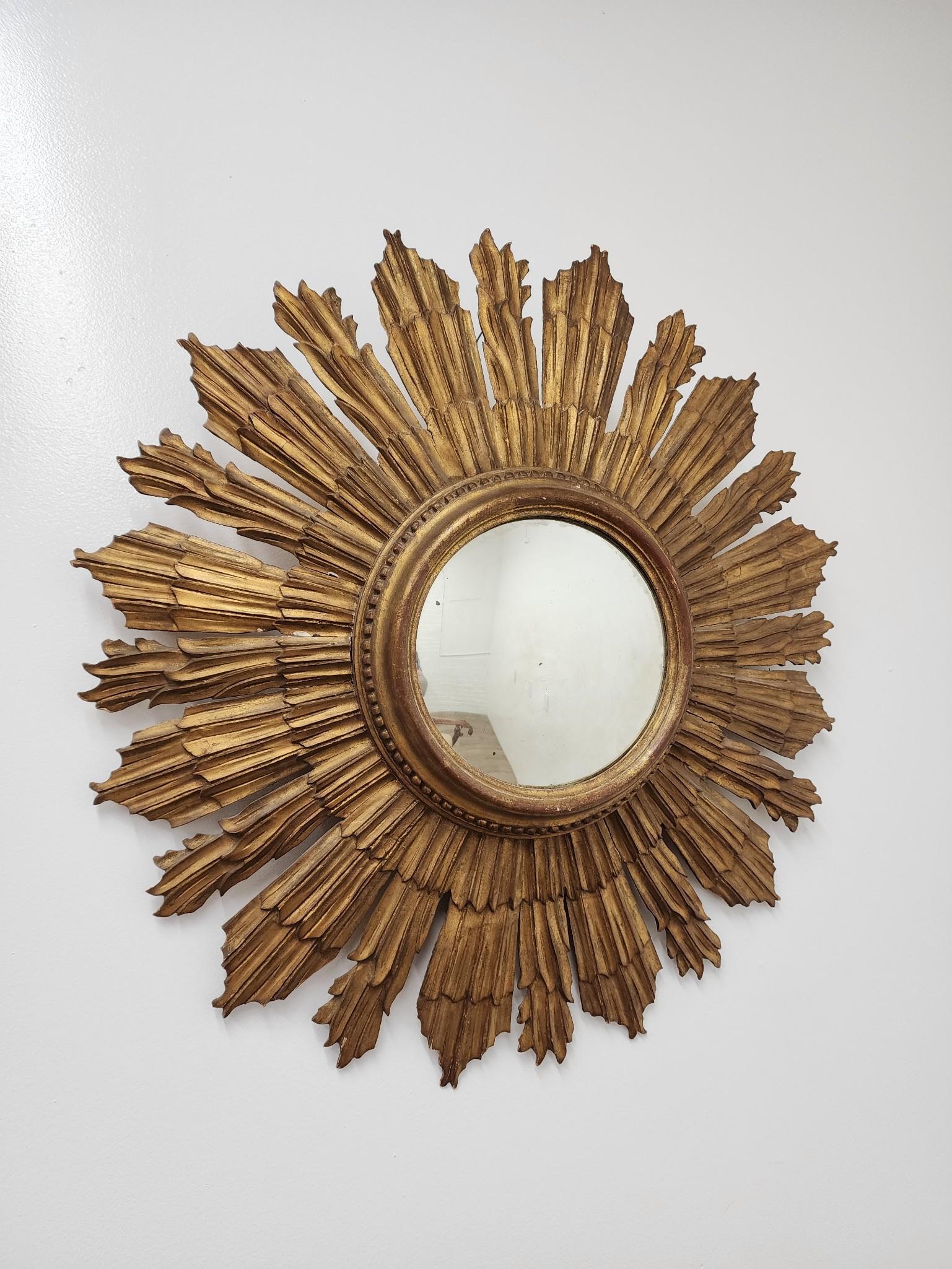 Antique Baroque Gilt Wood Sunburst Mirror (1 of 10)