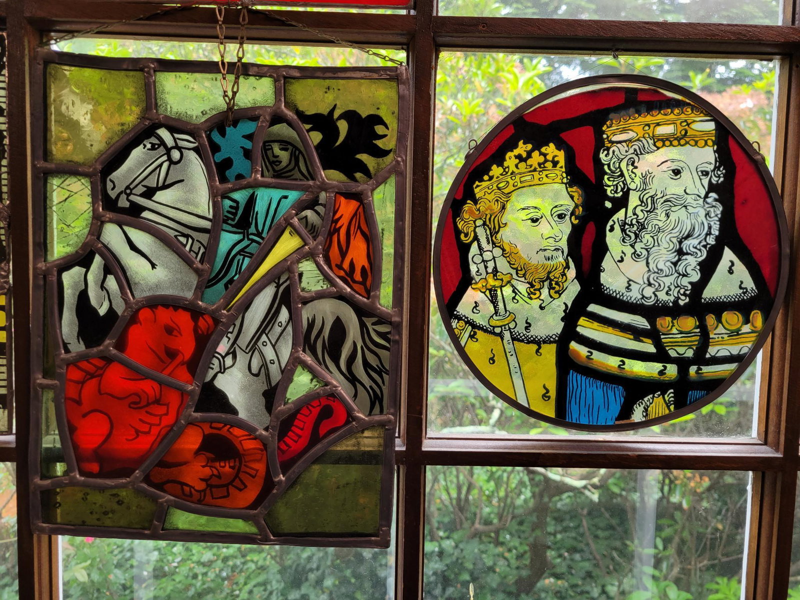 Pair of Figural Stained Glass Window Panels (1 of 3)