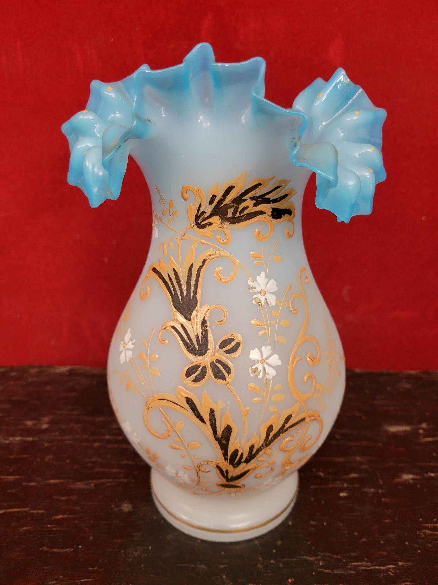 Fenton / Bristol Glass Blue Satin Vase (1 of 5)