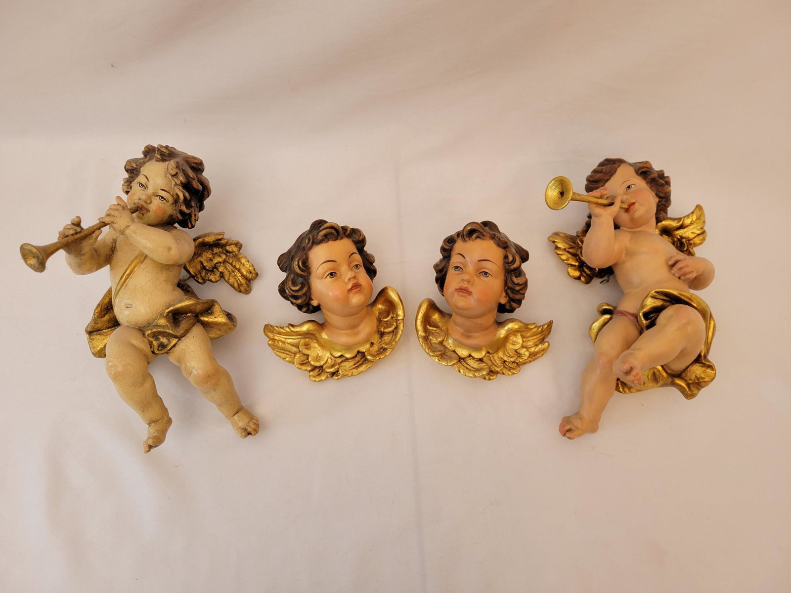 Four (4) Winged Cupid Wall Sconce Figures (1 of 8)
