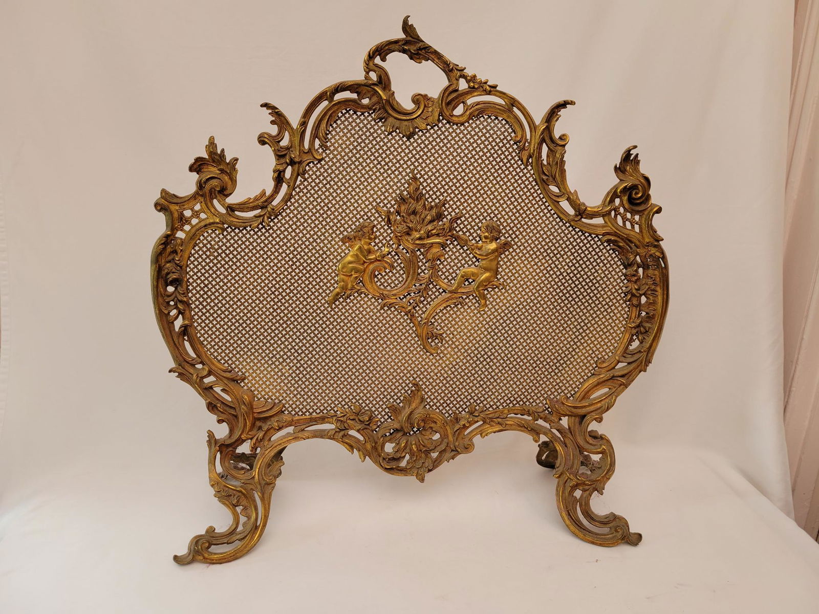 French Louis XV Style Gilt Bronze Fireplace Screen (1 of 10)