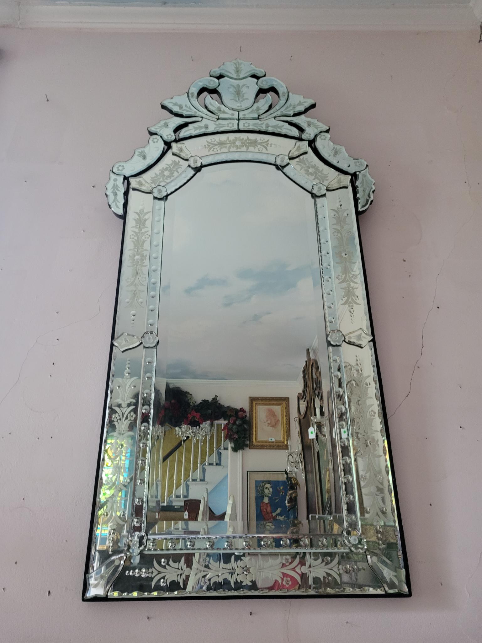 Large Antique Venetian Wall Mirror (1 of 10)