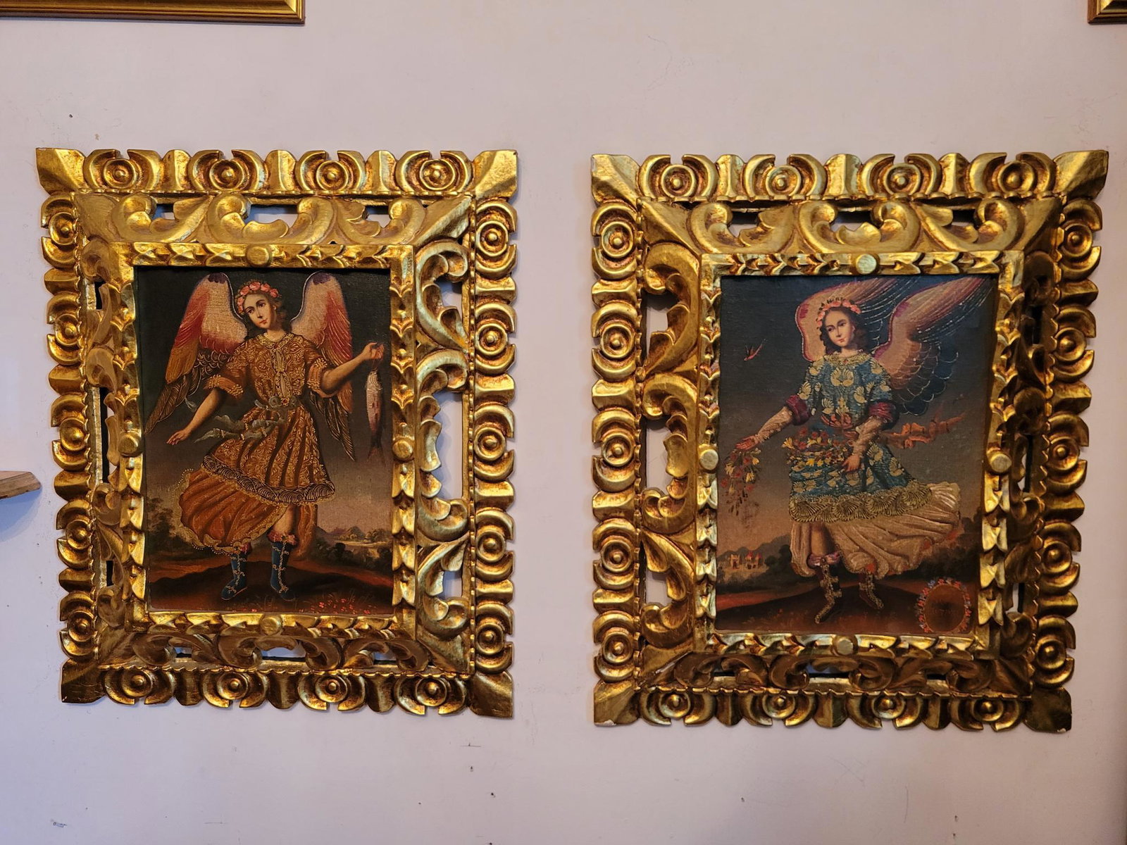 Pair of Framed Archangel Paintings in Fancy Frames (1 of 7)