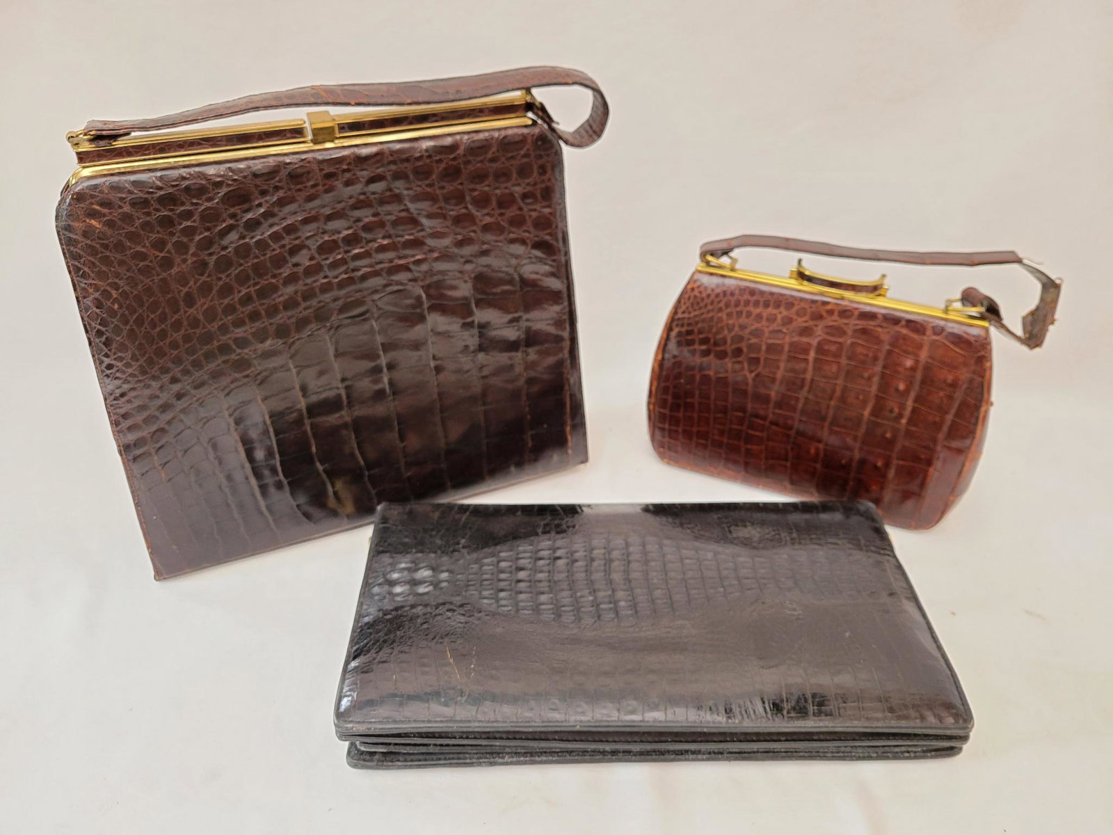 Three (3) Vintage Alagator Skin Handbags (1 of 14)