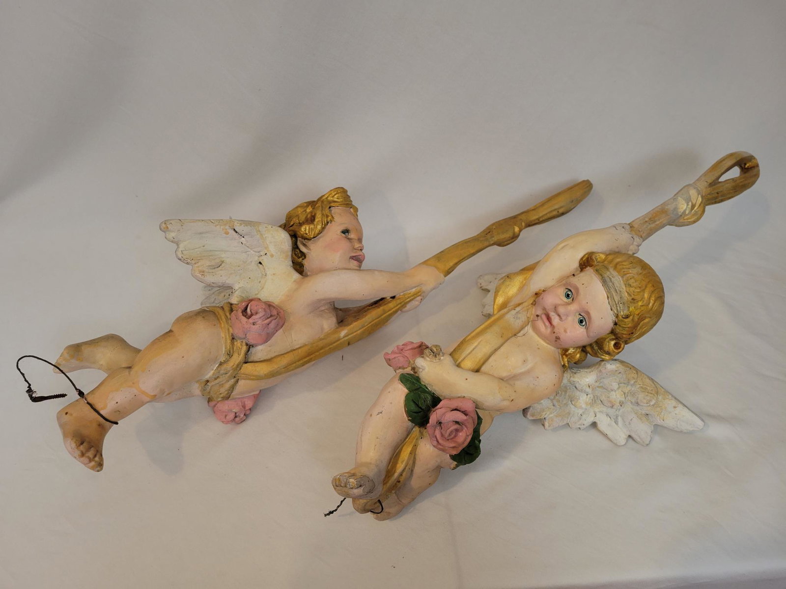 Vintage Gilt Painted Hanging Angel Cupid Figures (1 of 14)