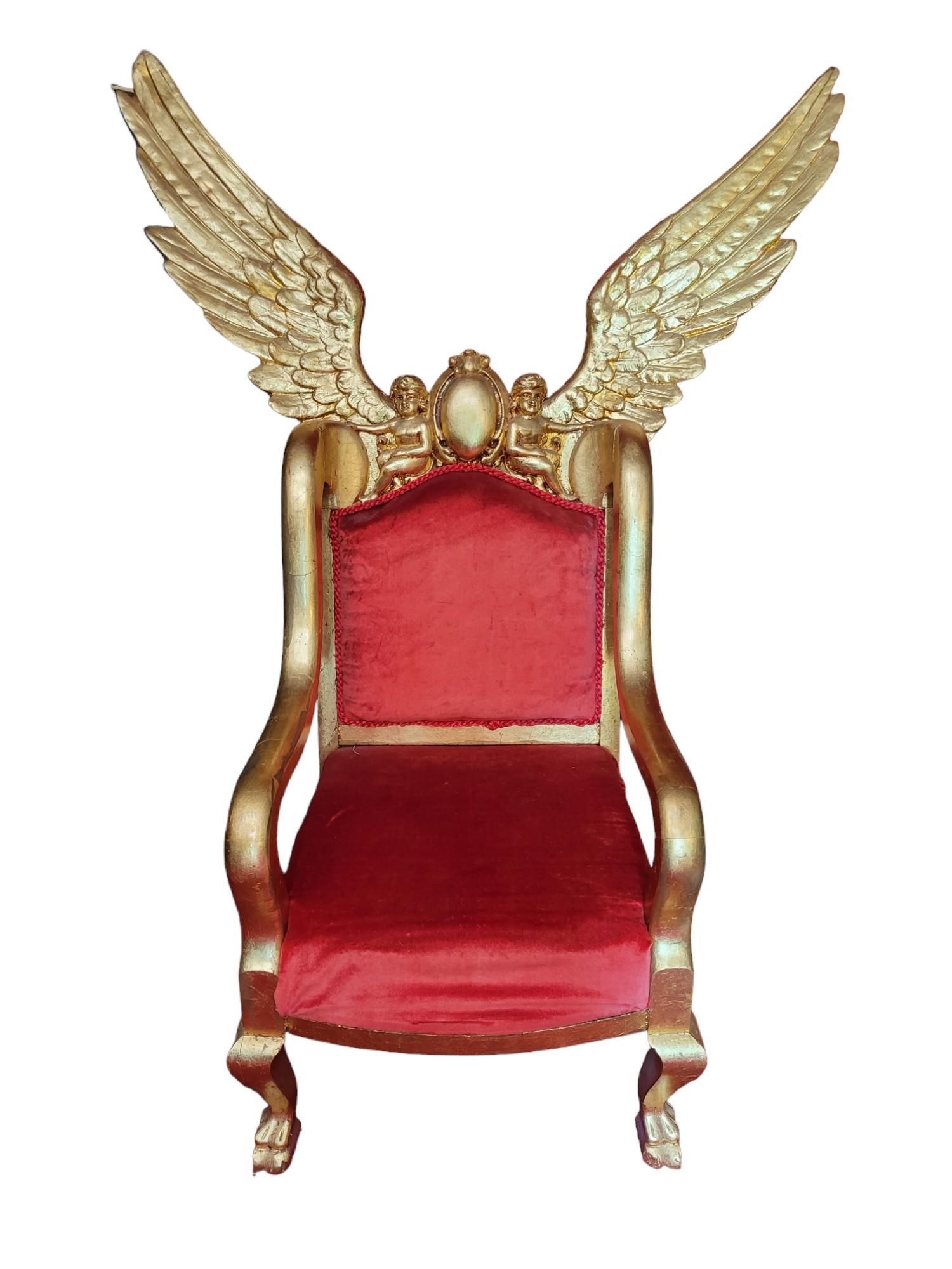 Gilt Wood Winged Throne Chair (1 of 6)