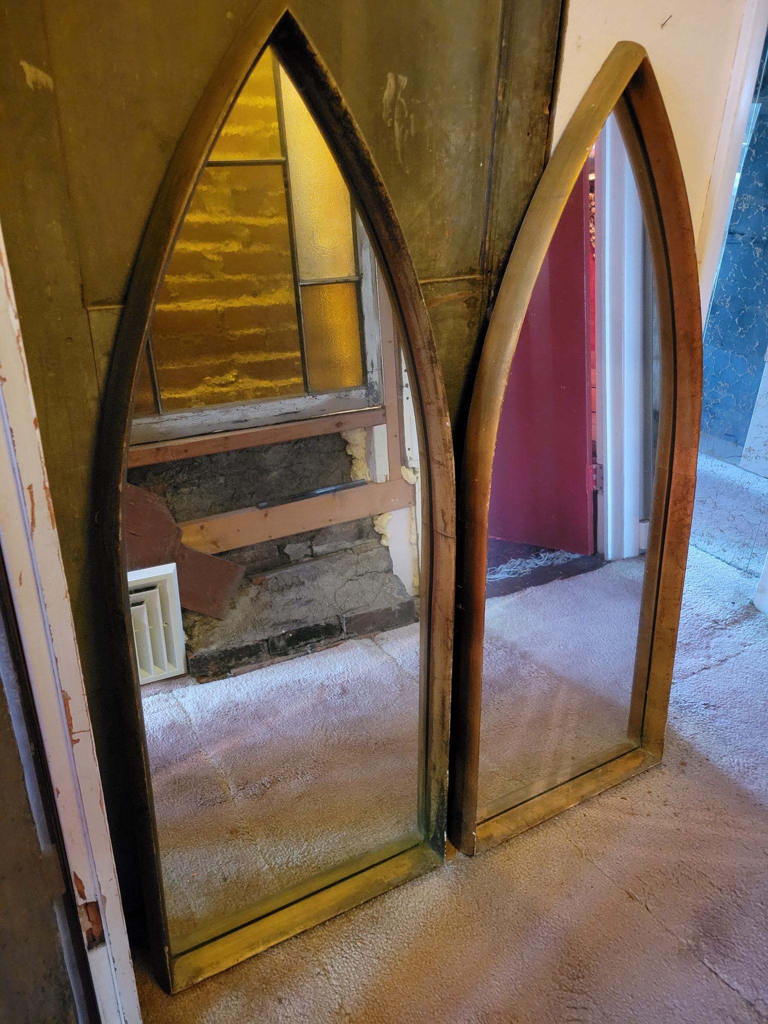 Pair of Antique Gilt Wood Gothic Mirrors (1 of 5)