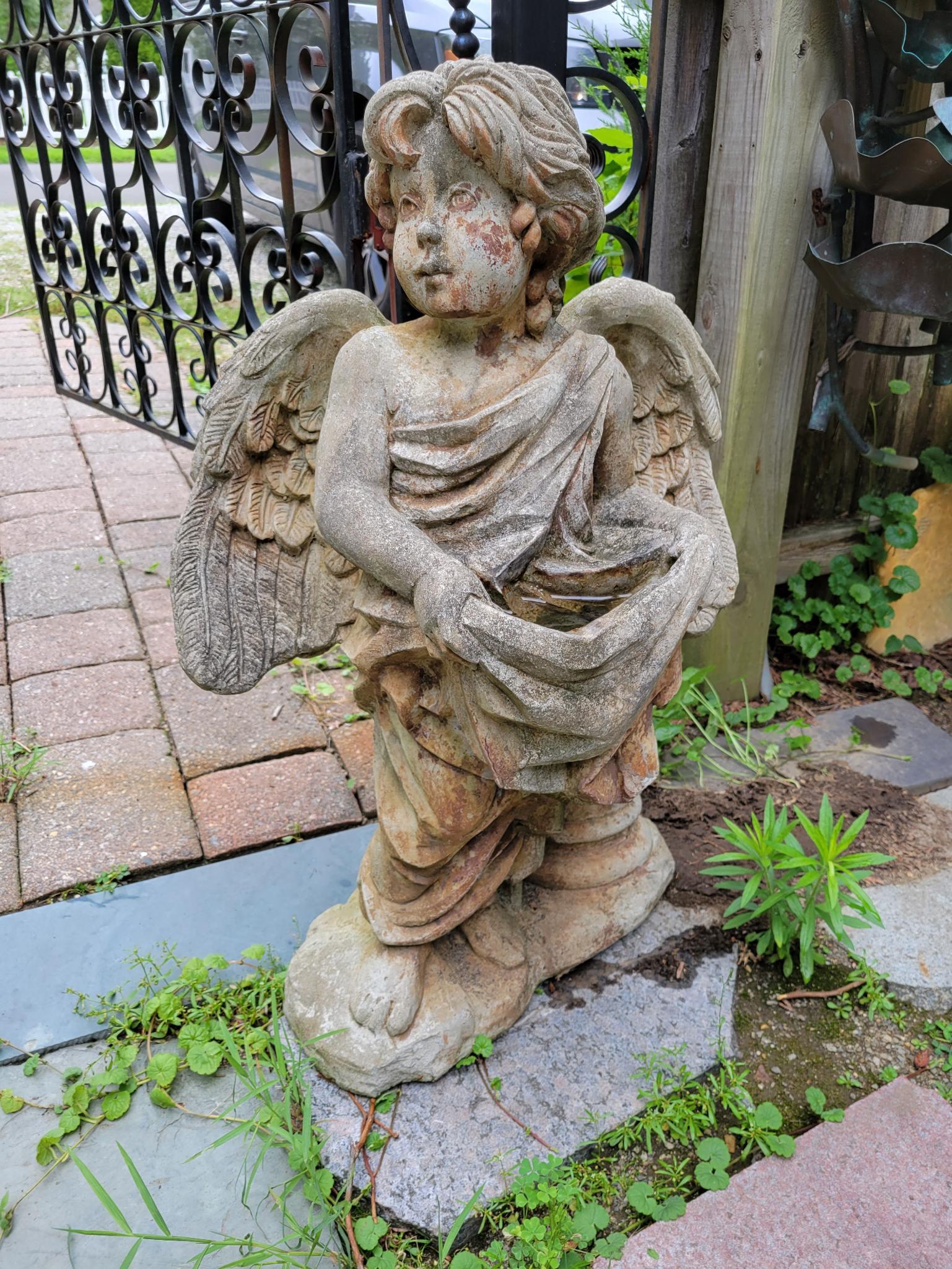 Outdoor Concrete Sculpture Of Child Angel Auction