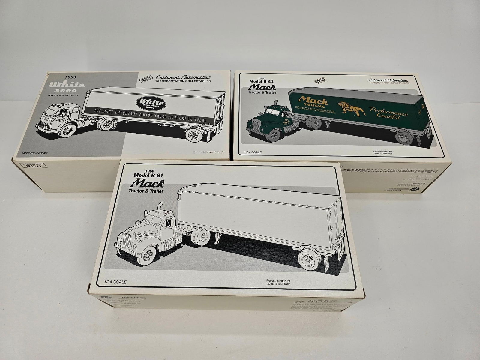 (3) Three NIB Model Tractor Trailer Trucks (1 of 6)