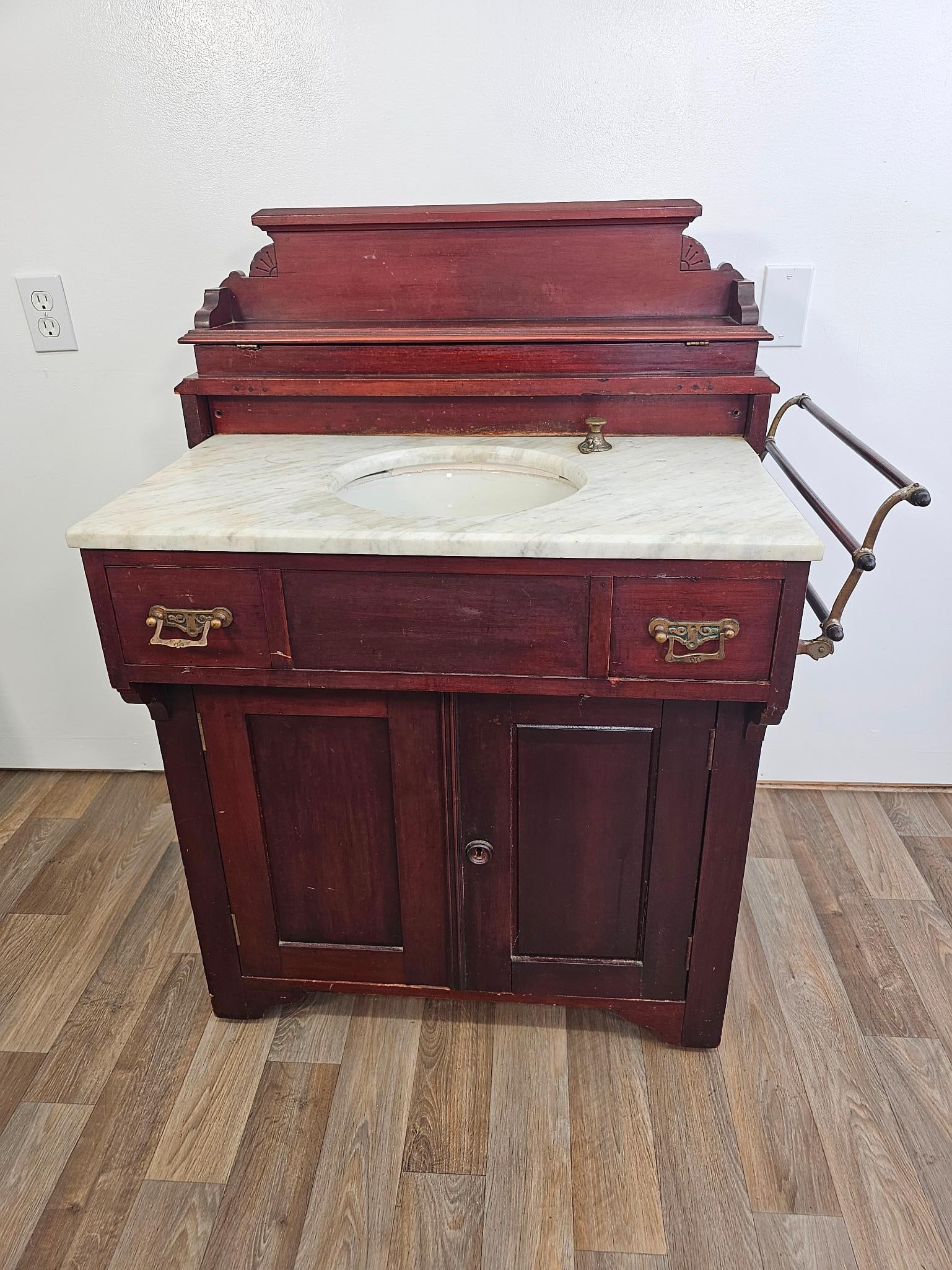 19th C. Victorian Washstand Sink - Marble Top (1 of 17)