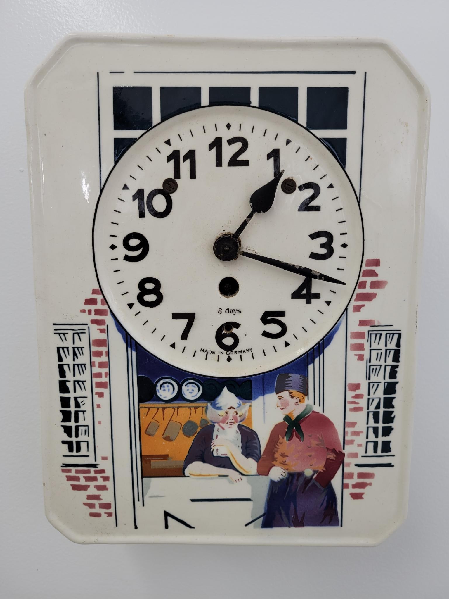 German Porcelain Front Wall Clock (1 of 4)