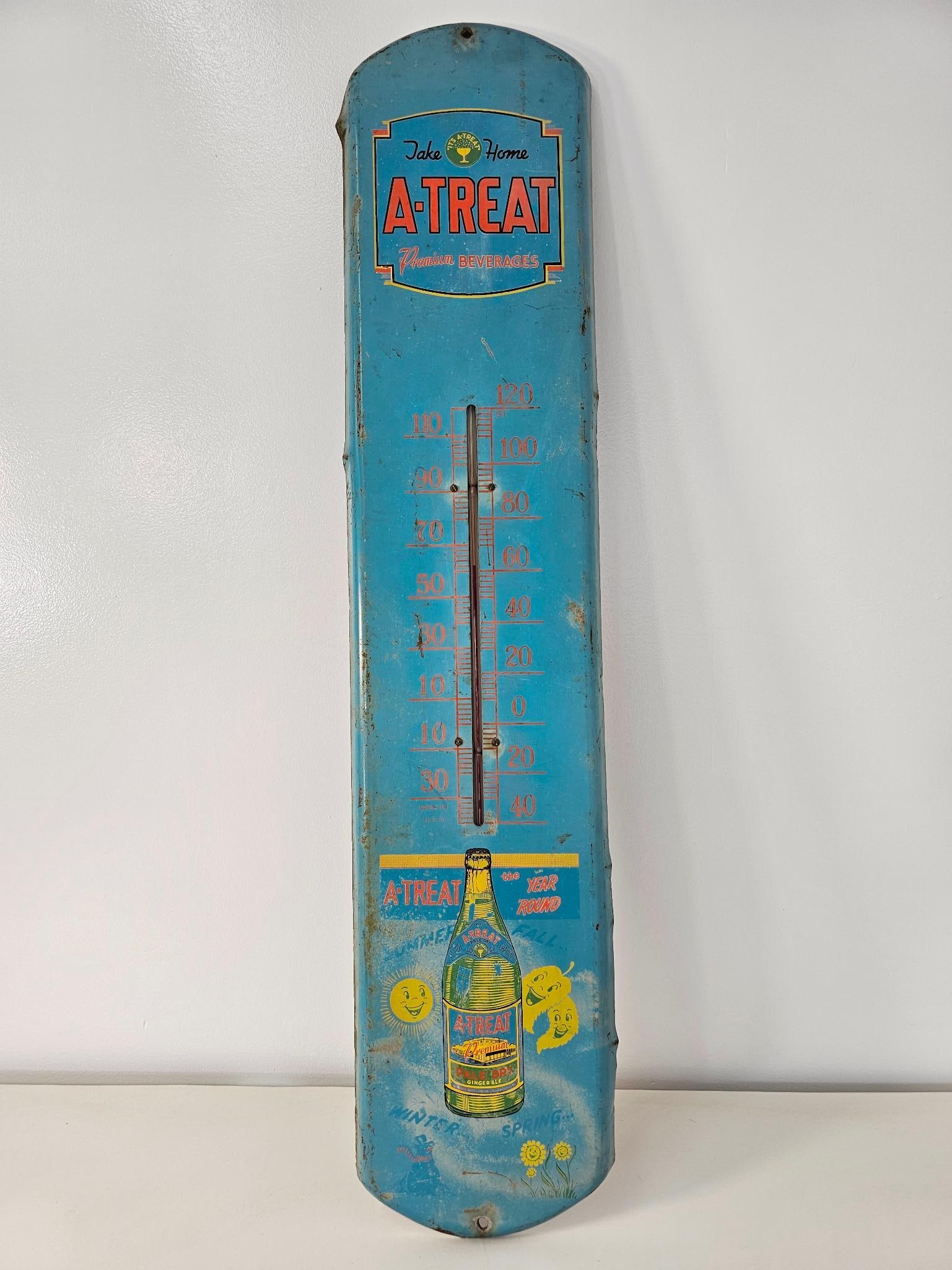 A-Treat Ginger Ale Advertising Thermometer Sign (1 of 10)