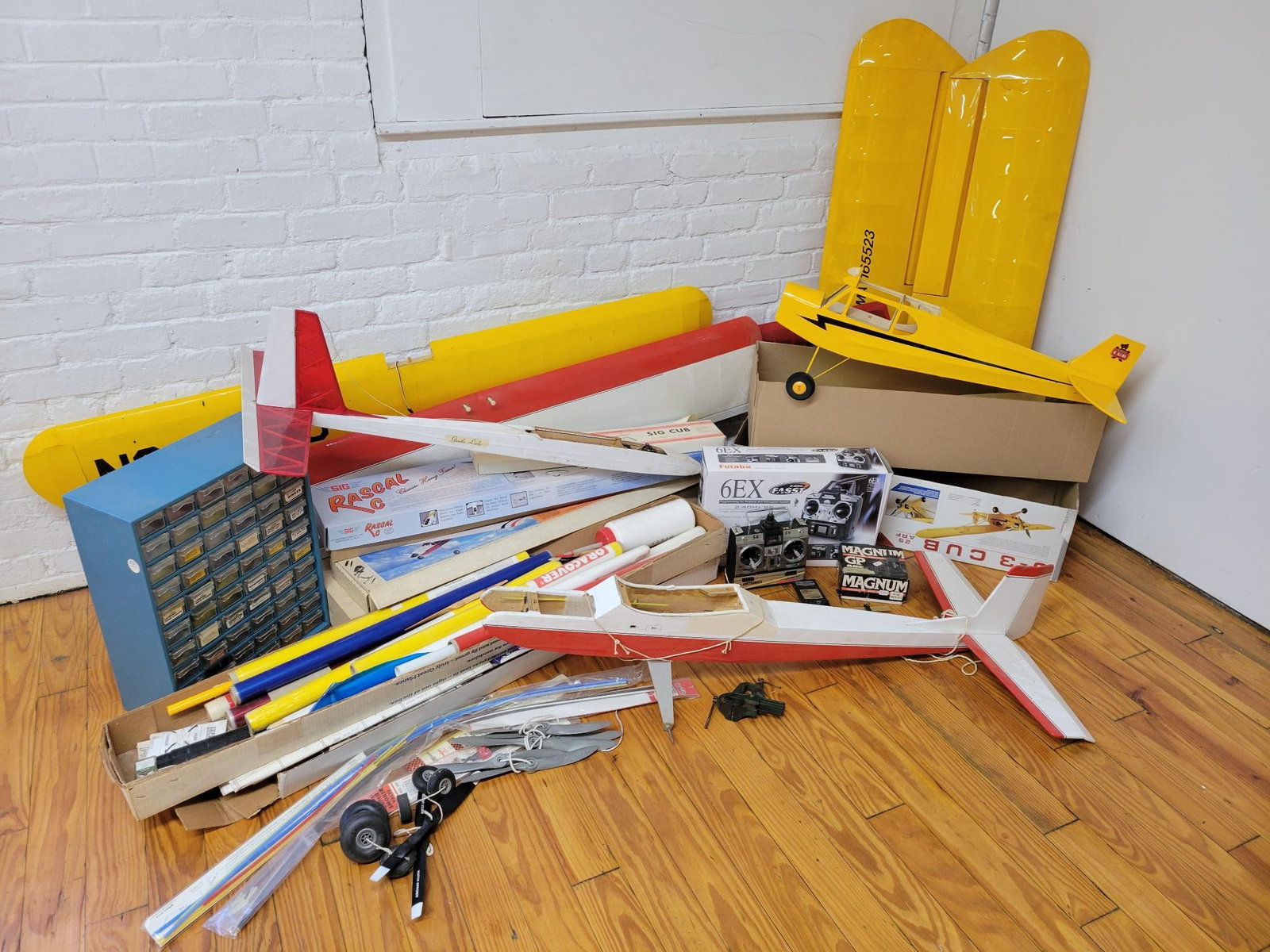 Massive RC Airplane Parts Lot: This lot includes a large selection of parts and pieces of RC airplanes. You get everything you see in the photos, all parts are offered As-Is