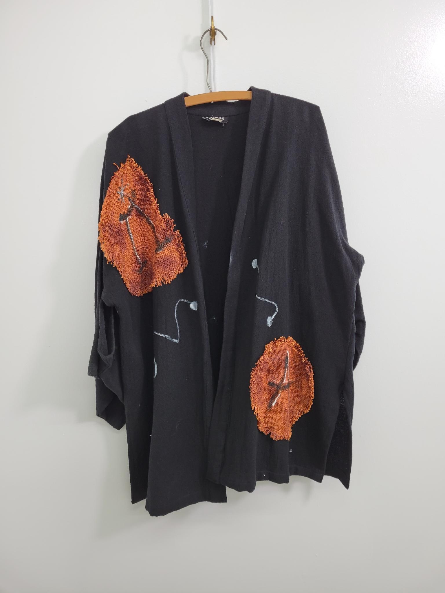 Black Hand painted Cotton Dilemma Kimono (1 of 5)