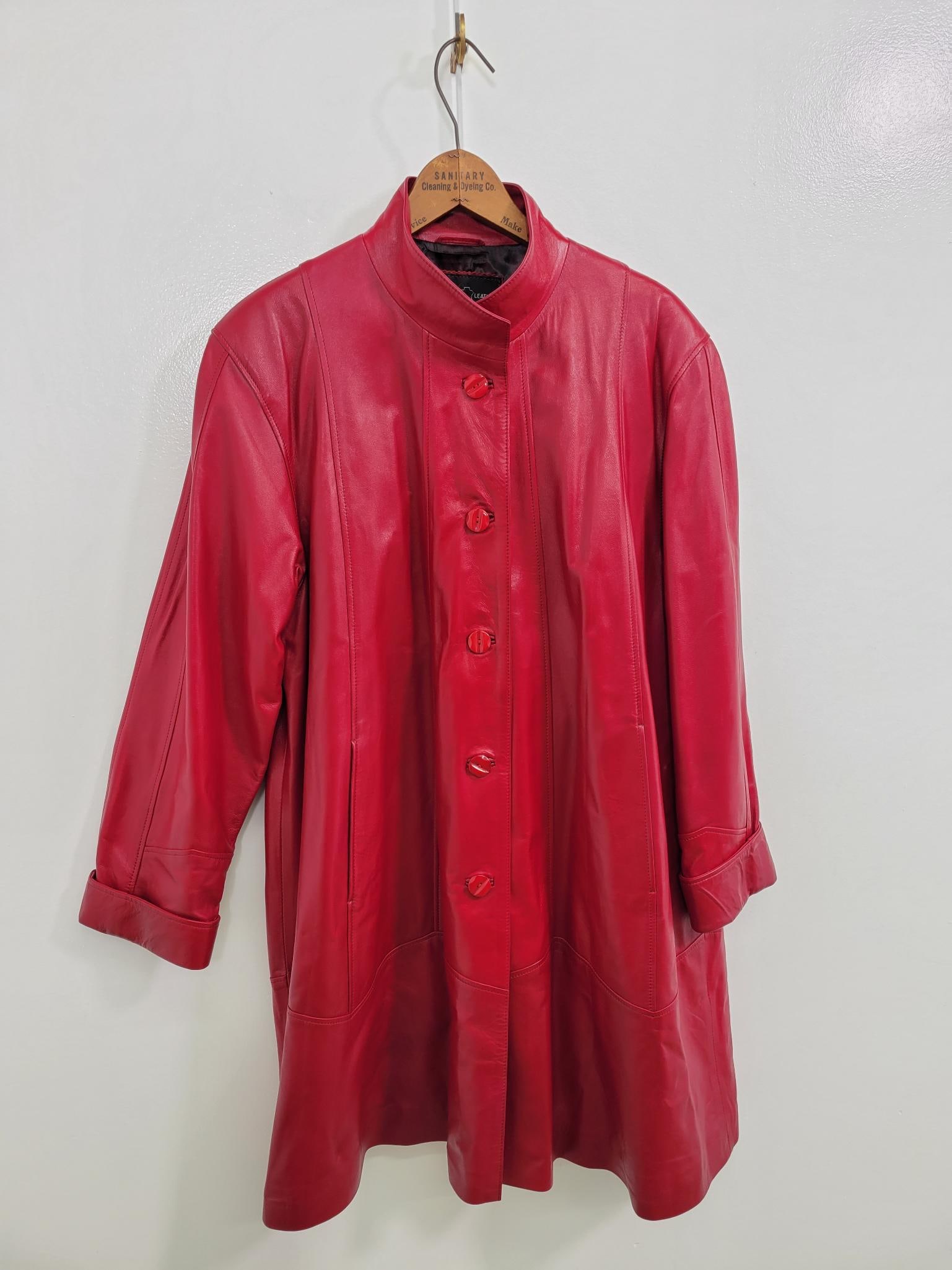 Amazing Vintage Red Leather Coat (1 of 5)