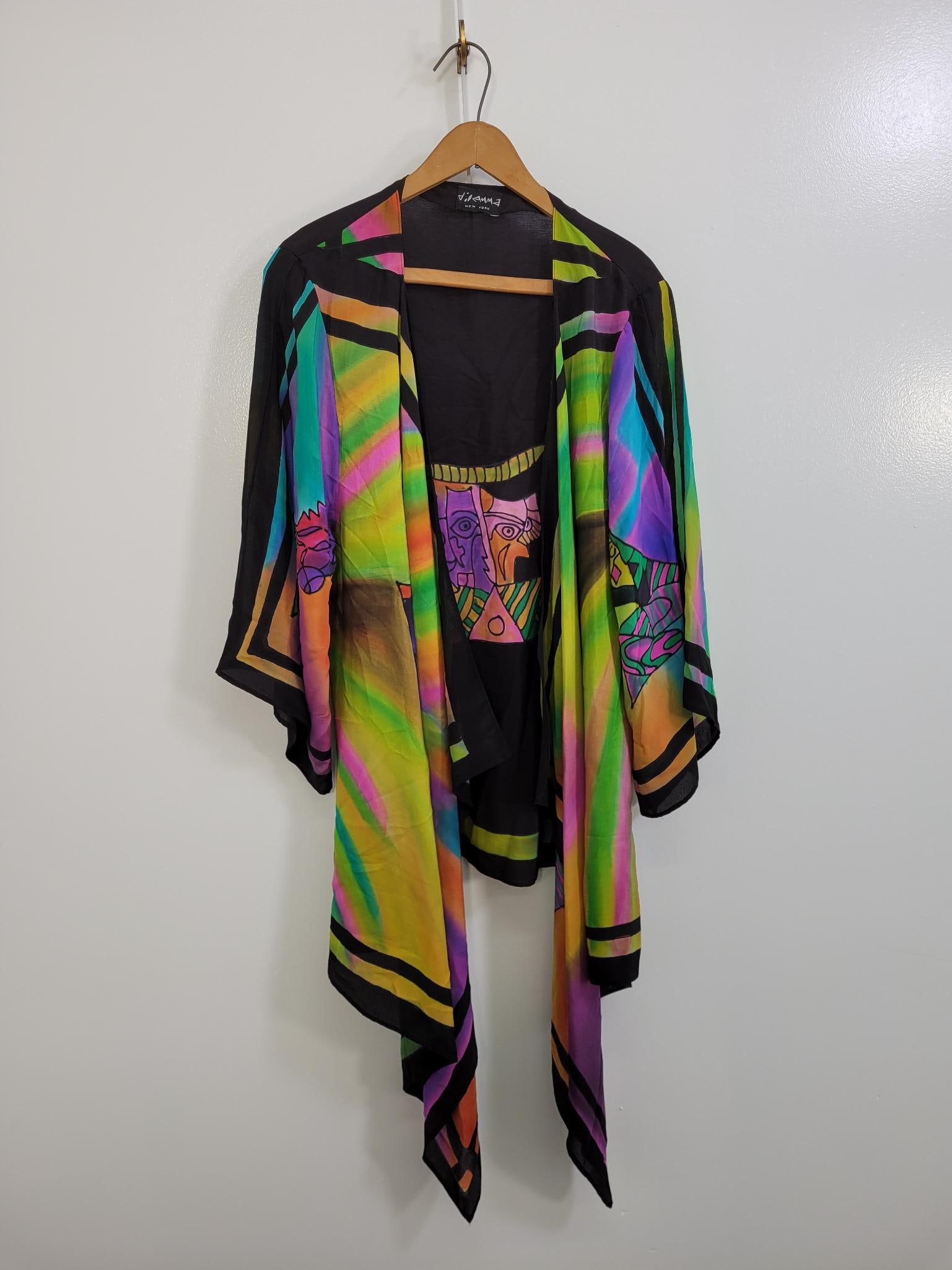 Dilemma New York Hand painted Silk Kimono (1 of 5)